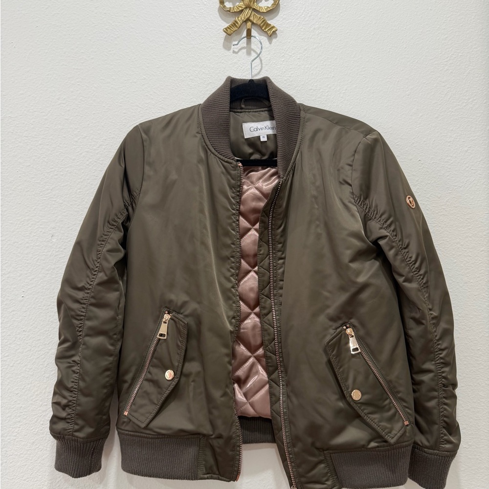 Calvin Klein Women's Olive Green Bomber Jacket XS